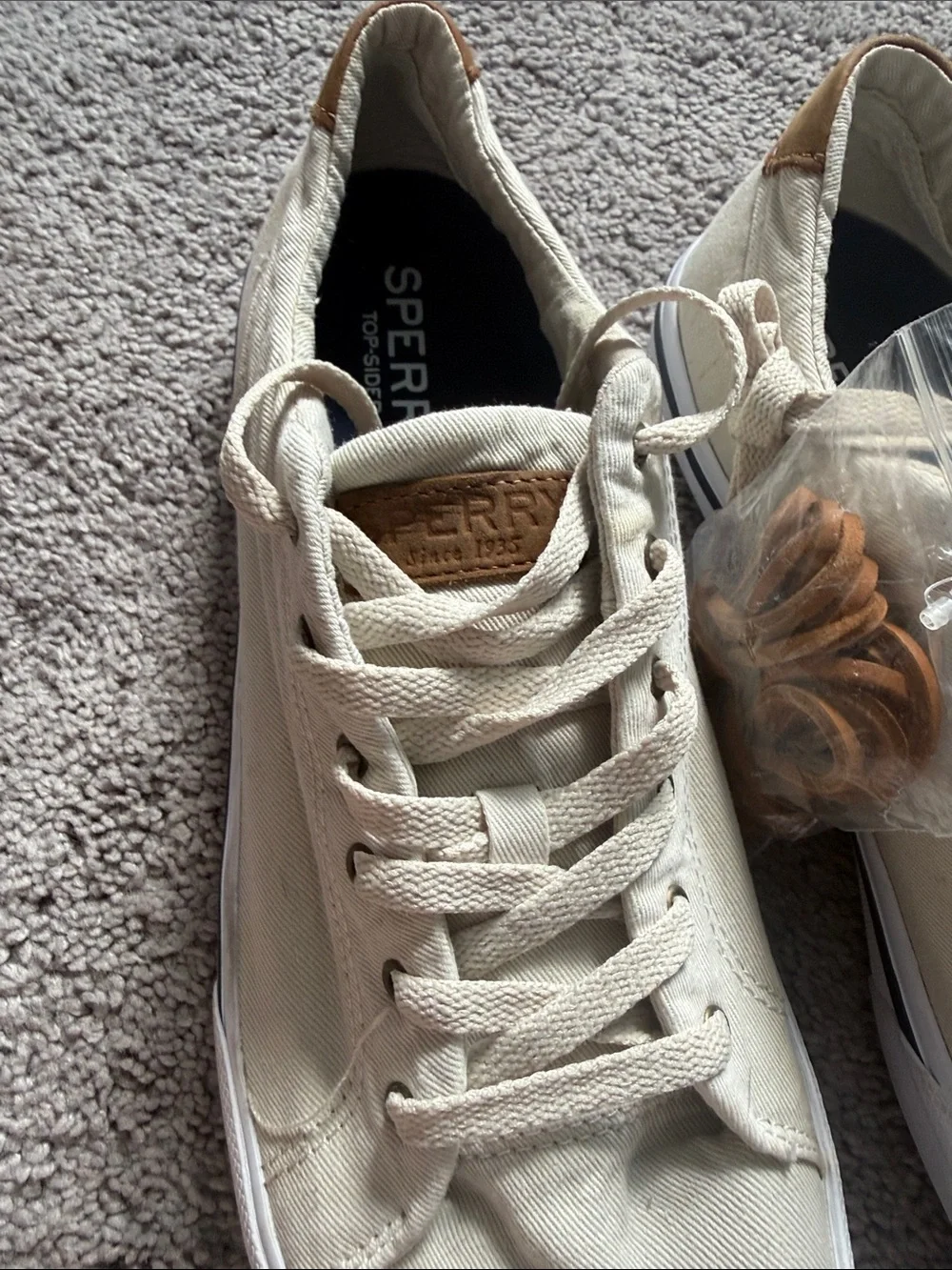 Sperry Men's Canvas Lace-Up Sneakers in Cream